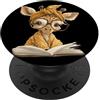 Bookworm Teacher Theme Library Reader Gr Baby Giraffe Libro Aperto Lettura Animale Amante Grafico Ritr PopSockets PopGrip Adesivo