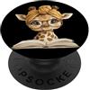 Bookworm Teacher Theme Library Reader Gr Baby Giraffe Libro Aperto Lettura Animale Amante Grafico Ritr PopSockets PopGrip Adesivo