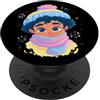 Whimsical Kids Fashion Character Portrai Ritratto invernale carino bambino colorato giovanile grafico riccio PopSockets PopGrip Adesivo