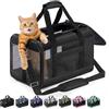 Conlun Trasportino per gatti approvato, Trasportino morbido con guinzaglio interno, Per gatti e cuccioli fino a 7 kg, Borsa da viaggio pieghevole -Nero,M