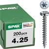 SPAX, A9J, Vite universale, testa semi-rotonda, T-STAR plus, 4 Cut, filettatura piena, 200 pezzi, 4,0 x 25 mm, Zincato lucido