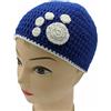 Cappello per bimbi 12 mesi in lana circ 47 cm Uncinetto blu e zampa bianca F53