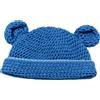 CAPPELLO UNCINETTO FATTO A MANO BIMBO 3-6 MESI CIRC 38CM LANA AZZURRO SCURO
