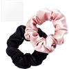 Annauiy Seta Scrunchies, 100%Seta di Gelso, 16 Mamme, 2 Pezzi, Elastici per Capelli per Donne e Ragazze, Larghezza 3,5 CM, Nero, Rosa