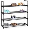 Relaxdays Scaffale per Scarpe Relaxdays, Varie Misure, Ripiani Metallo, connettori plastica, scaffale Stretto, Nero