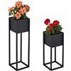Relaxdays Set da 2 Supporti per Fiori, Portavasi in Ferro, 2 Misure, Porta Piante da Interni, Struttura in Metallo, Nero