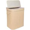 Relaxdays Cesto portabiancheria con Coperchio, bambù, 90 l, Pieghevole, 61 x 40 x 30 cm, per Bagno, Naturale