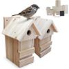 Relaxdays Set 2 Casette Nido in Legno Naturale, Kit Fai da Te, Foro Ø 2,8 cm, 25x16x16 cm