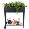 Relaxdays Aiuola rialzata, ripiano, Ruote, Giardino, Balcone & terrazza, HxBxT: 80 x 85 x 50 cm, Nera