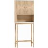HOMCOM Mobile Sopra WC con Armadietto a 2 Ante e Ripiano Aperto, Barra Inferiore, 66x25x168 cm, Rovere | Aosom Italy
