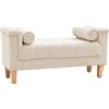 HOMCOM Panca Imbottita, Design Vintage, 2 Cuscini, Rivestimento in Chenille, 115x44x58 cm, Beige | Aosom Italy