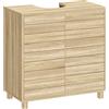 HOMCOM Mobile Sottolavabo a Forma di U con Ripiano Regolabile, Ante a Doghe e Piedini in Feltro, 60x30x60 cm, Legno Naturale | Aosom Italy