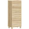 HOMCOM Mobile da Bagno Stretto con Porta a Doghe e 3 Ripiani, 34x23x84 cm, Legno Naturale | Aosom Italy
