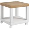HOMCOM Tavolino Moderno con Mensola Aperta e Ruote, 40x40x40 cm, Legno Naturale e Bianco | Aosom Italy