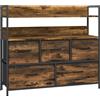 HOMCOM Cassettiera con 5 Cassetti Rimovibili e Ripiani, Design Effetto Legno Industriale e Rustico, 98x29x85 cm, Marrone | Aosom Italy