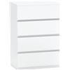 HOMCOM Cassettiera con 4 Cassetti e Cinture Anti-Ribaltamento, in Legno, 55x33x80 cm, Bianco | Aosom Italy
