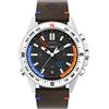 Timex Expedition Tide-Temp-Compass TW2V64400 - Orologio da uomo da 43 mm, cinturino in pelle ecologica marrone con quadrante nero e cassa in acciaio inossidabile