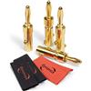 Dynavox Perfetto Suono Bananensteckerset Incl. Guaina Termoretraibile, Alta Qualità Connettori Placcati Oro Con Fissazione Della Vite