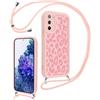 Xylota Cover con Cordino per Samsung S20 FE/S20 Lite, Aesthetic Leopardo Disegni Custodia con Collana Regolabile Tracolla Laccio, Silicone Bumper Custodie per Samsung S20 Fan Edition 6,5'' - Rosa 01