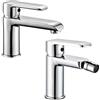 OGOMONDO Miscelatore Rubinetto Bidet Cromato + Miscelatore Rubinetto Lavabo Cromato per Bagno Casa