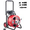 VEVOR Sturatubi Elettrico 30 m x 19 mm, Sonda per Fognature con Avanzamento Automatica su Ruote Portatile, 4 Lame e Interruttore a Pedale, per Tubi con Diametro da 10 a 20 cm, per Scarichi e Lavandini