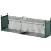 Gabbia Trappola per Animali Vivi 100x25x28 cm Doppia Porta in Ferro Verde scuro