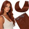 LaaVoo Extension Capelli Veri Clip 7 Pezzi 100g 35cm, PU Invisibile Senza Cucitura, Rosso Marrone #33, Aggiunge Volume e Lunghezza per Donne