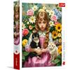 Trefl - Ragazza con gatti - 1000 pezzi - Puzzle fai da te, intrattenimento creativo, puzzle classico per adulti e bambini dai 14 anni in su