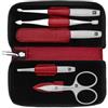 Zwilling Set manicure e pedicure da 5 pezzi con forbici combinate per unghie, in pelle rossa Set per manicure 1 pz.