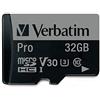 Verbatim Scheda di memoria micro SDHC Pro U3 con adattatore I 32 GB I nera I Scheda micro SD per video 4K ultra HD I Scheda di memoria SD per fotocamere I Con classe di velocità UHS 3