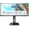 AOC MONITOR CURVO 34" LED VA 21:9 QHD ULTRA WIDE 1MS 300 CDM, PIVOT, HDMI/DP, MULTIMEDIALE