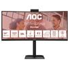 AOC MONITOR 34 LED VA 4K UHD 21:9 4MS 120hz 350 CDM, REG ALTEZZA, DP/HDMI, USB-C, WEBCAM, MULTIMEDIA
