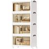 SONGMICS Contenitori 4 Livelli, Organizer Armadio con Coperchio, Scatole Plastica Impilabili con Ruote, Sportello Magnetico, Bianco, 55 L per Cesto, 220 L in Totale RLB460WZ01