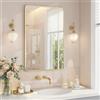 SONGMICS Specchio Bagno, Specchio da Parete, Rettangolare, Cornice in Alluminio, 91 x 61 cm, Pellicola di Sicurezza, 2 Opzioni di Sospensione, Soggiorno Camera da Letto, Oro Pallido LWM010AB01