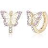 EVER FAITH Orecchini a farfalla per ragazze, ipoallergenici colorati zirconi carini animali huggie orecchini ragazze piccoli a cerchio, Zirconia cubica smalto