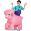 MINECRAFT DISGUISE Costume Minecraft Maiale Cavalcabile Bambini, Costume Videogiochi Bambini Taglia Unica