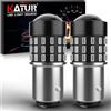 KATUR 1157 BAY15D 1016 1034 7528 Lampadina a LED 3014 54 Chipset 650 Lumens per Segnale di Direzione Back Up Reverse Brake Tail Stop Parcheggio RV Lights, Brilliant Red (Pack of 2)