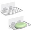 Uten Portasapone in Acciaio Inox 304, Portasapone Doccia, Senza Foratura, Supporto Ovale per Sapone da Parete per Bagno e Cucina (2 pcs)