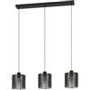 Eglo Segovia - Lampada a sospensione in legno a 3 luci, da appendere sopra il tavolo da pranzo, in metallo e legno nero, con attacco E27, L 88 cm
