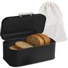 Relaxdays Cassetta Portapane con Coperchio Metallo, Sacchetto Pane, 15,5x30x21 cm, Contenitore Salvafreschezza, Nero