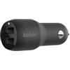 Belkin Doppio caricabatteria da auto USB da 24 W (Caricabatteria da auto Boost Charge con 2 porte USB per iPhone 14/14 Plus, 14 Pro/ Pro Max, 13, 12 e modelli precedenti, caricabatteria per Android)