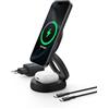 Belkin 2 in 1 Caricatore Wireless, Stazione di Ricarica Wireless 15 W, Caricatore Qi2 con MagSafe per iPhone 16 e AirPods, base piena antiscivolo, alimentatore da 30W - Nero