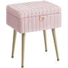 SONGMICS Sgabello da Trucco, Pouf Contenitore, Poggiapiedi, Gambe in Metallo, Imbottito, Piedini Regolabili, Soggiorno Camera da letto Cabina Armadio, Rosa Pastello LOM505SZ02
