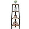 VASAGLE Libreria Angolare a 4 Ripiani, Scaffale ad Angolo, Portaoggetti, Porta Piante per Soggiorno, Stile Industriale, Struttura in Acciaio, Marrone Vintage e Nero LLS34X
