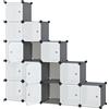 SONGMICS Armadio a 16 Cubi, Portaoggetti Organizzatore, Armadietto Mobiletto con Ante, per Abiti Scarpe Libri, Facile da Assemblare, Grigio LPC443G01