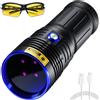 DARKBEAM Torcia UV 365nm LED Torce Luce nera ultravioletta, Lampada di Wood Portatile USB ricaricabile 50W, Rilevare di urina animale domestico, per Minerale, Ambra, polimerizzazione della resina