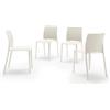 Mobili Fiver, Sedie Emma, Set da 4, Bianco, Polipropilene Addizionato a Fibra di Vetro, Sedie moderne per Bar e Ristoranti, Cucina, Giardino, Soggiorno, Made in Italy