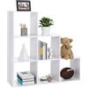VASAGLE Libreria, Scaffale per scale, divisorio divisorio, armadio a 6 scomparti, per ufficio, soggiorno, camera da letto, bianco LBC63WT
