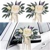 Alaoo 2 Pezzi Rose Bianche Matrimonio Auto, Decorazioni per Matrimoni, Utilizzato per Bouquet con Ventose Utilizzato per Specchietti Retrovisori delle Auto, Matrimoni