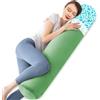 TaiBest Cuscino per il corpo, in memory foam, rotondo, per adulti, resistente, lungo, per letto, cilindrico, con rivestimento in velluto (verde, 120 x 20)